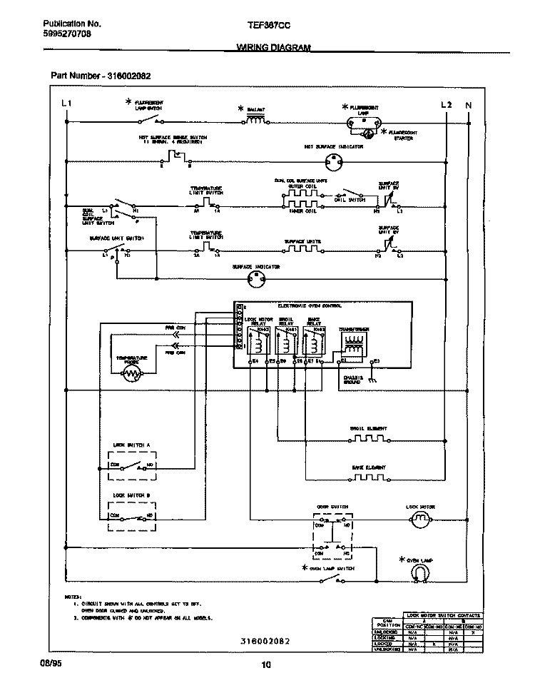WIRING DIAGRAM Diagram and Parts List for TEF367CCTA  Tappan Range