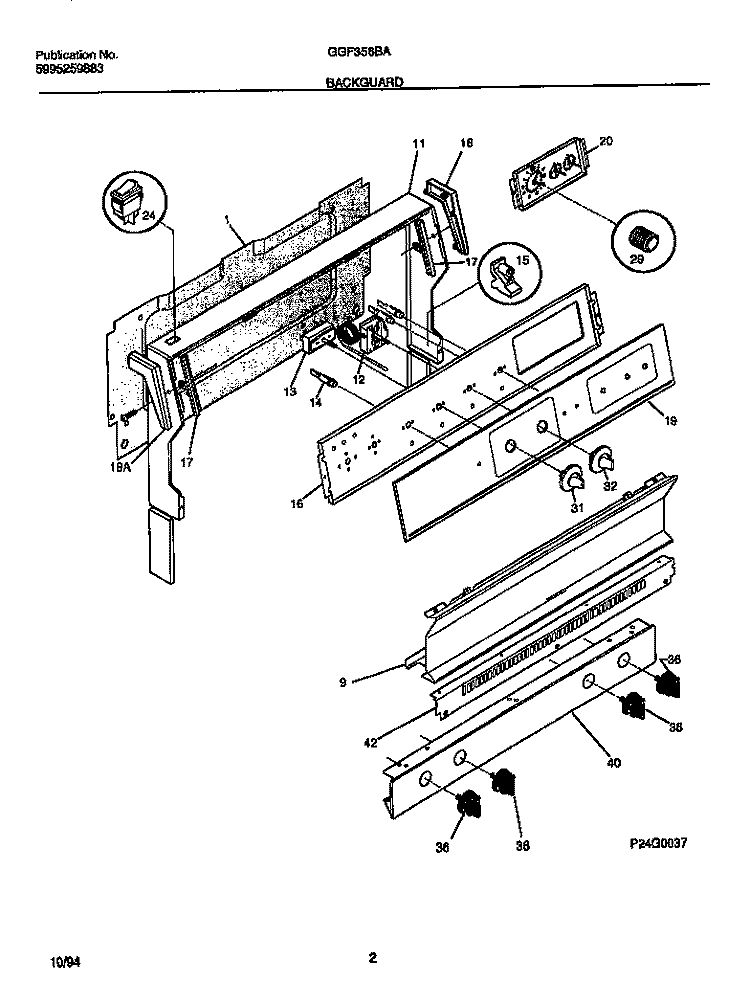 BACKGUARD Diagram and Parts List for GGF356BADB  Gibson Range