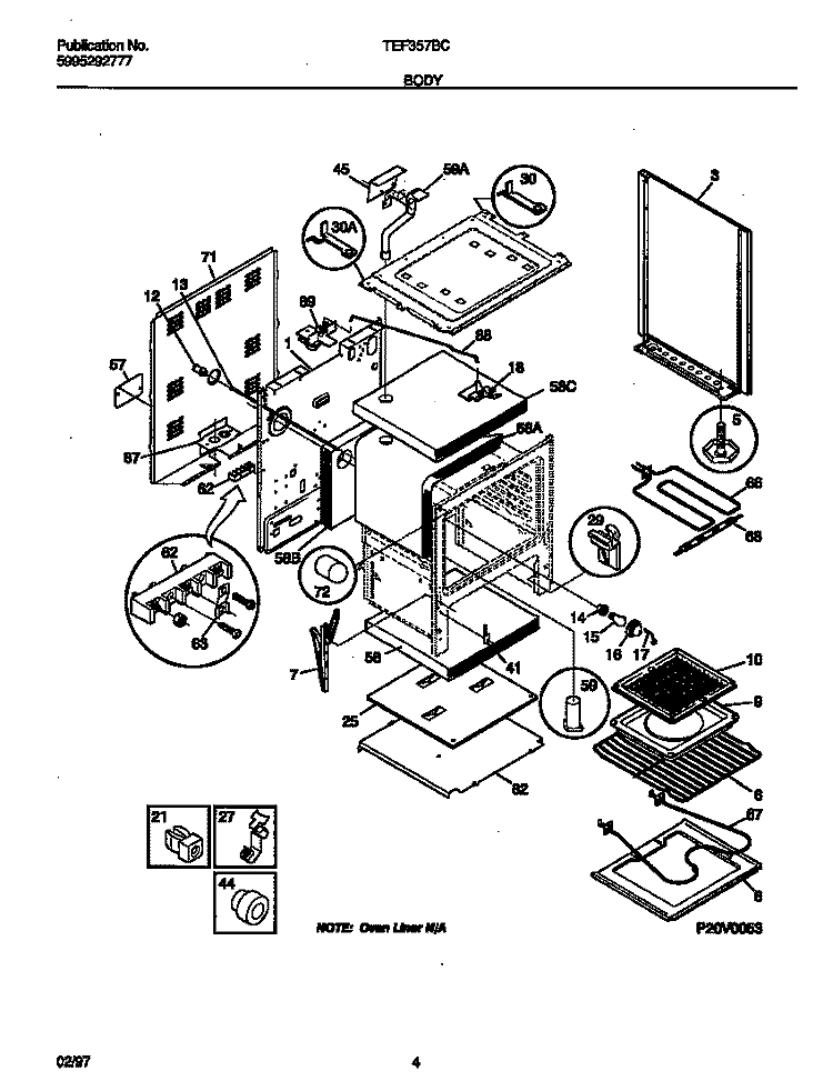 BODY Diagram and Parts List for TEF357BCWE  Tappan Range