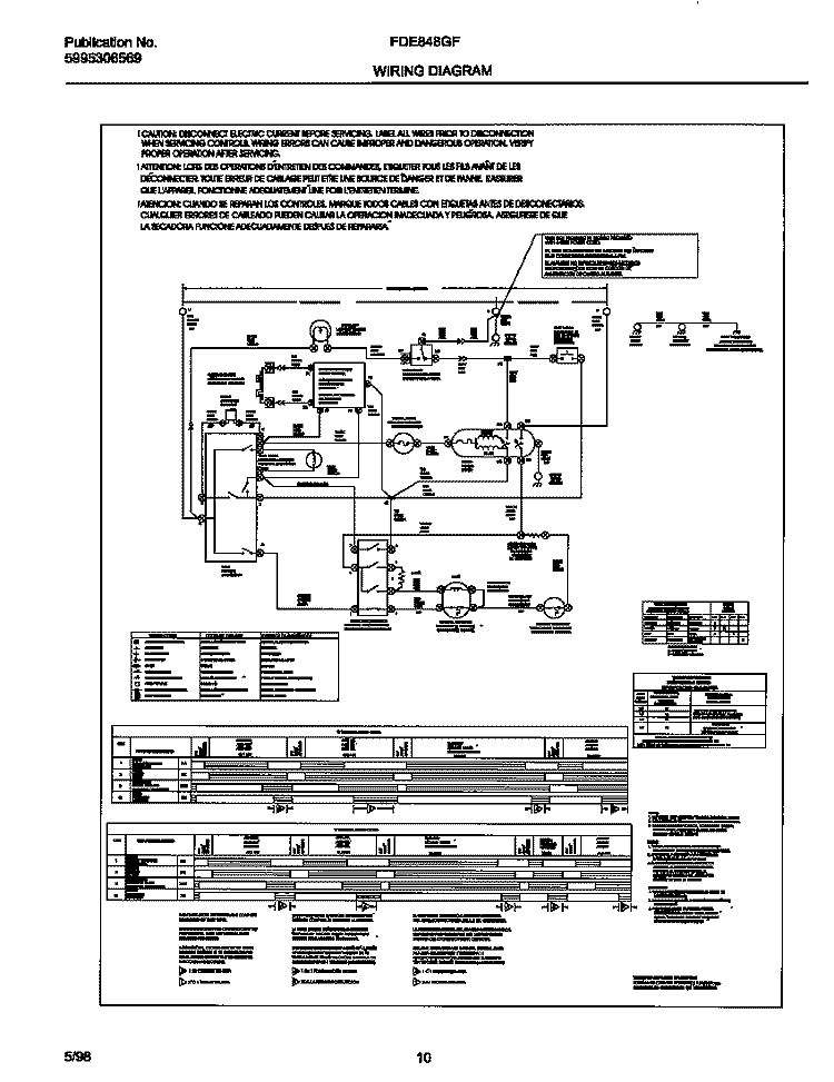 WIRING DIAGRAM Diagram and Parts List for FDE848GFT0  Frigidaire Dryer