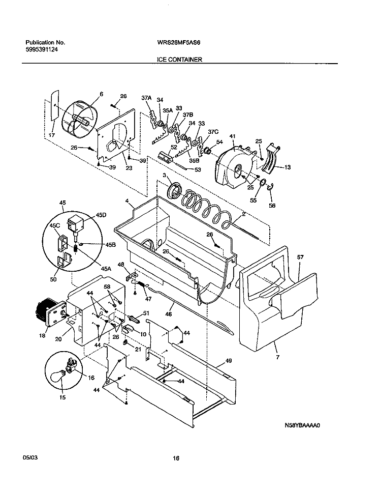 ICE CONTAINER Diagram and Parts List for WRS26MF5AS6  Westinghouse Refrigerator