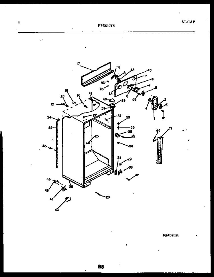 CABINET PARTS Diagram and Parts List for FPES19TSW0  Frigidaire Refrigerator