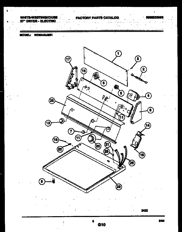 CONSOLE AND CONTROL PARTS Diagram and Parts List for WDE446JBS1  Frigidaire Dryer