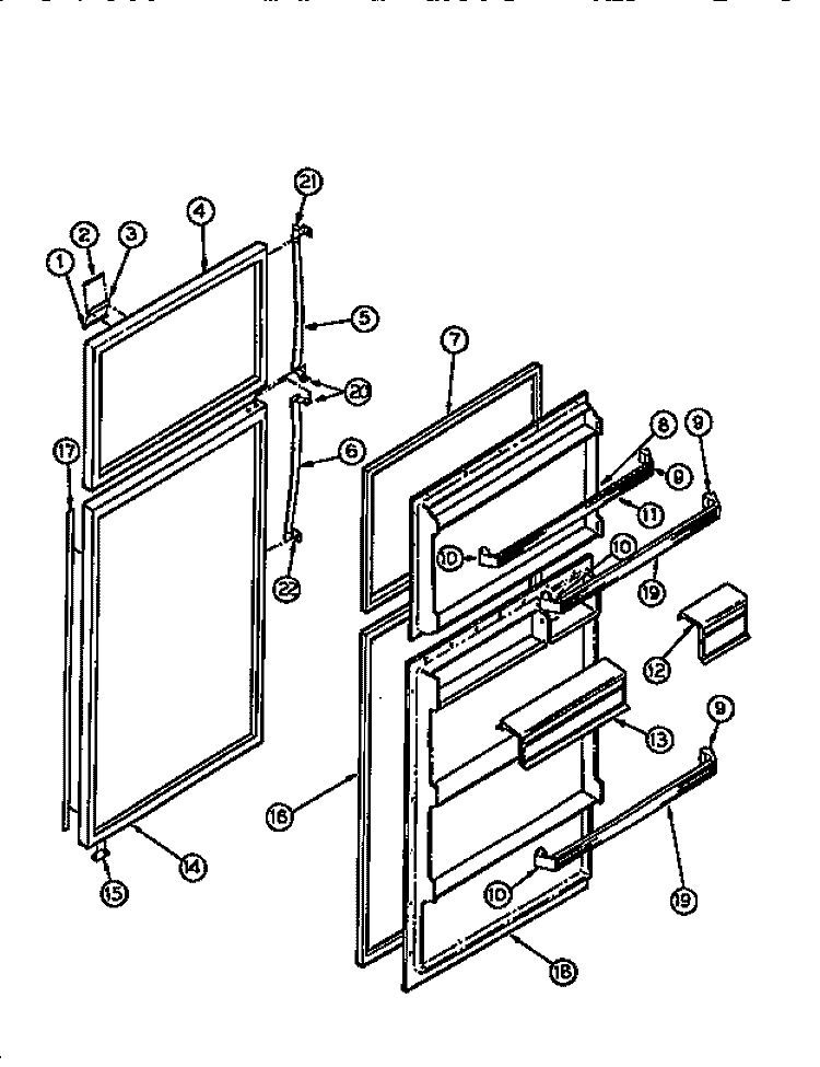 DOOR PARTS Diagram and Parts List for RT19F9WT3A  Gibson Refrigerator