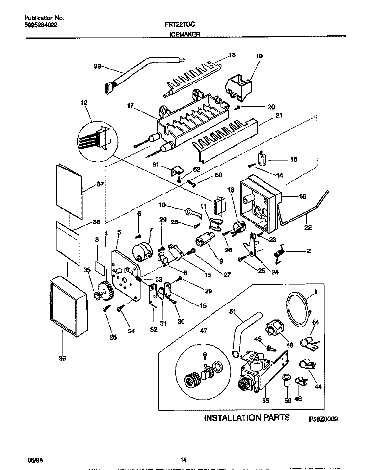 ICE MAKER Diagram and Parts List for FRT22RGCB2  Frigidaire Refrigerator