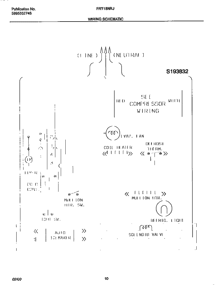 WIRING DIAGRAM Diagram and Parts List for FRT18NRJD0  Frigidaire Refrigerator