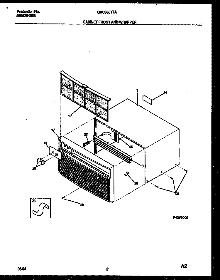 CABINET FRONT AND WRAPPER Diagram and Parts List for GAC086T7A2  Gibson Air Conditioner