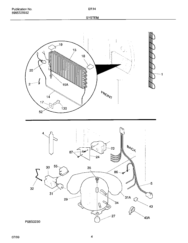 SYSTEM Diagram and Parts List for ER146  Frigidaire Freezer