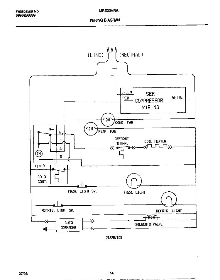 WIRING DIAGRAM Diagram and Parts List for MRS20HRAD6  Frigidaire Refrigerator