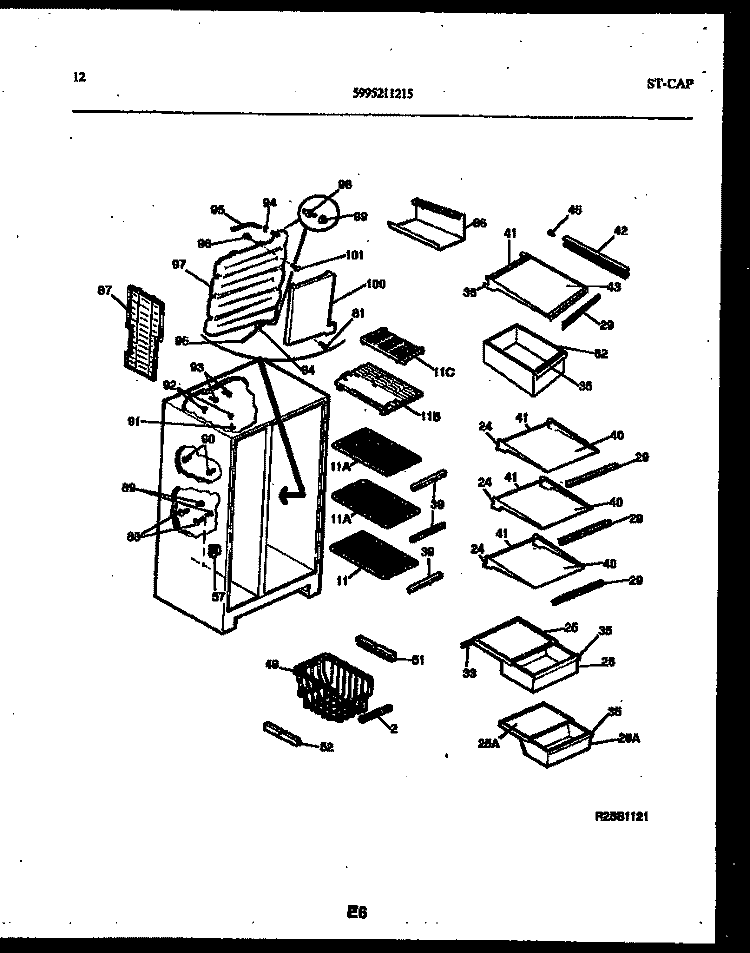SHELVES AND SUPPORTS Diagram and Parts List for RS249NCD0  Frigidaire Refrigerator