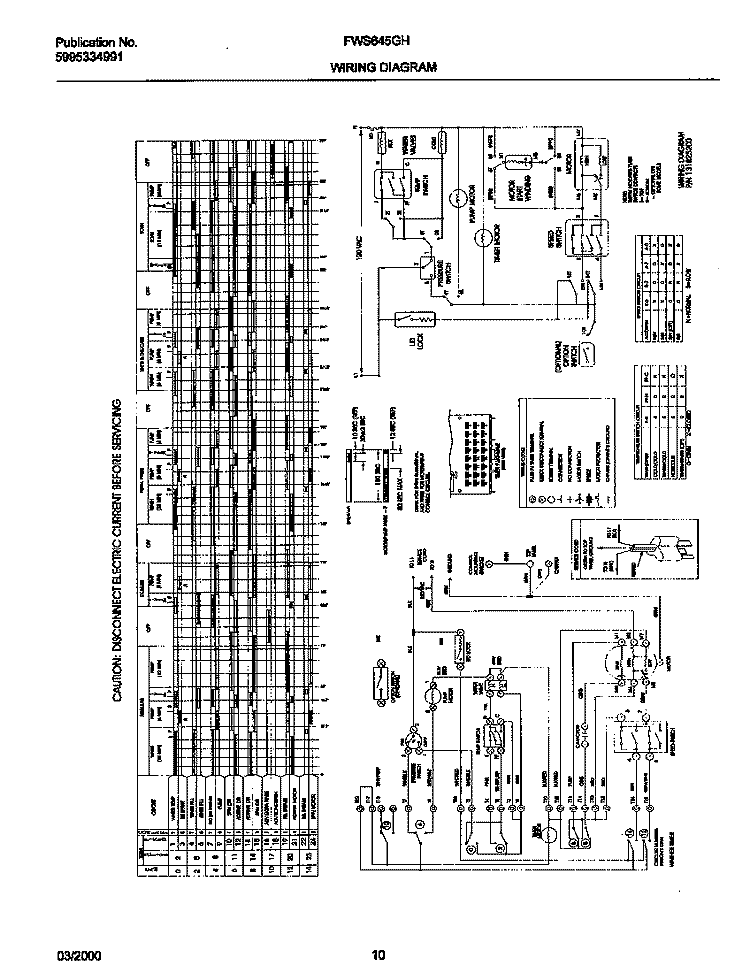 131823200 WIRING DIAGRAM Diagram and Parts List for FWS645GHT0  Frigidaire Washer