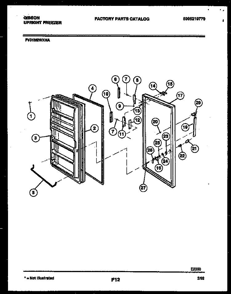 DOOR PARTS Diagram and Parts List for FV31M2WXHA  Gibson Freezer