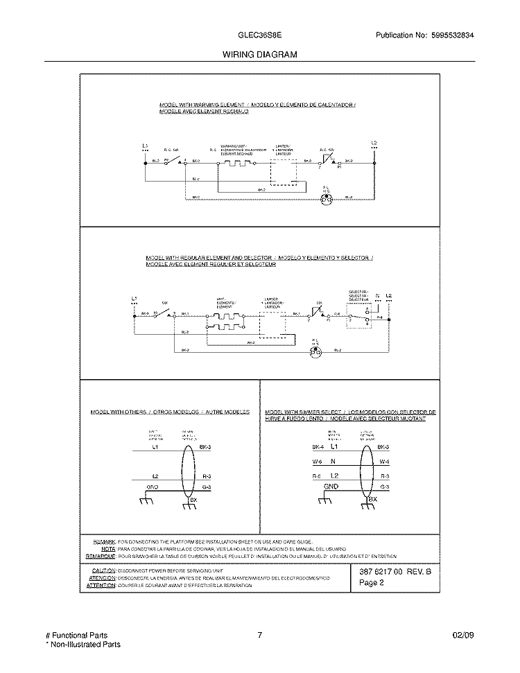 WIRING DIAGRAM Diagram and Parts List for GLEC36S8ES1  Frigidaire Cooktop