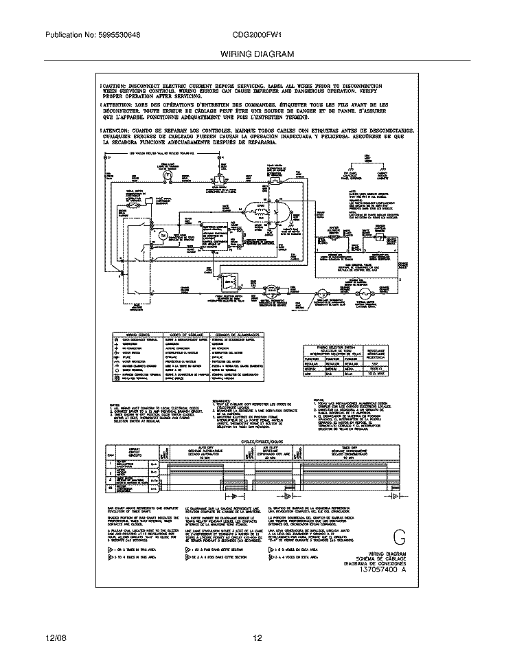 WIRING DIAGRAM Diagram and Parts List for CDG2000FW1  Crosley Dryer