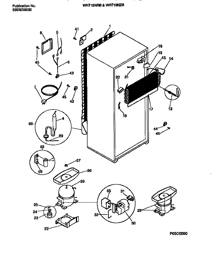 COOLING SYSTEM Diagram and Parts List for WRT19NZBW2  Frigidaire Refrigerator
