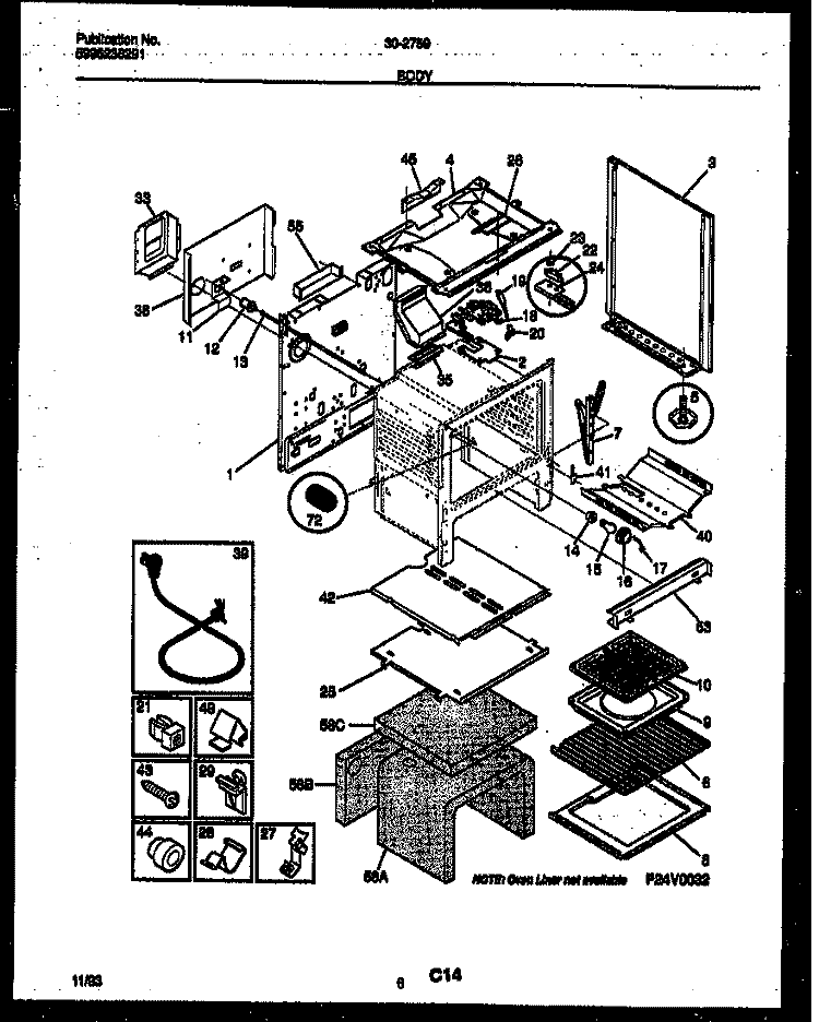 BODY PARTS Diagram and Parts List for 30-2759-00-07  Tappan Range