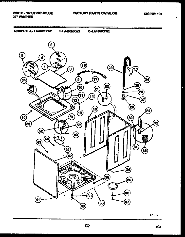 CABINET PARTS Diagram and Parts List for LA400MXD2  Frigidaire Washer
