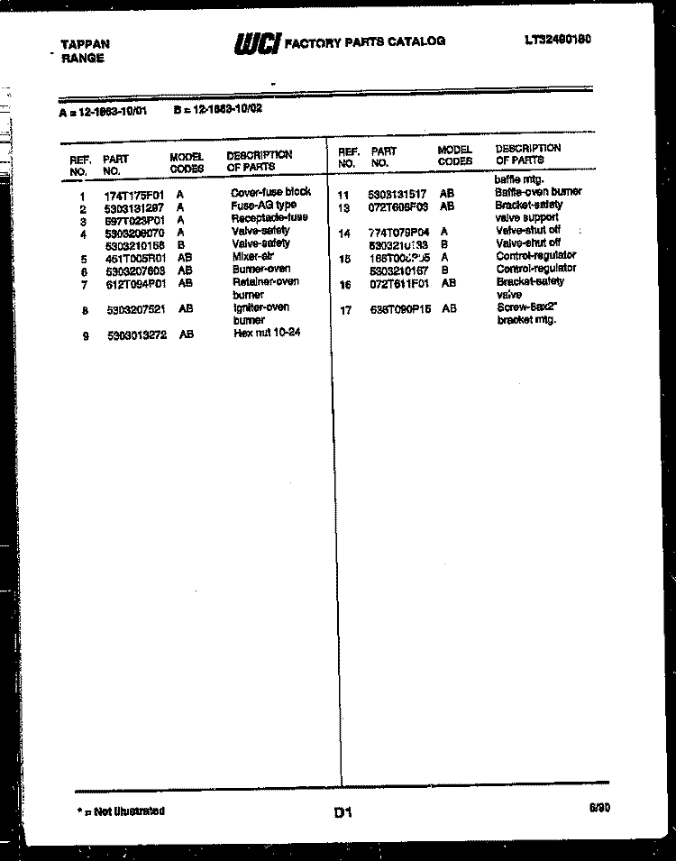 DOOR PARTS Diagram and Parts List for 37-2638-00-02  Tappan Range