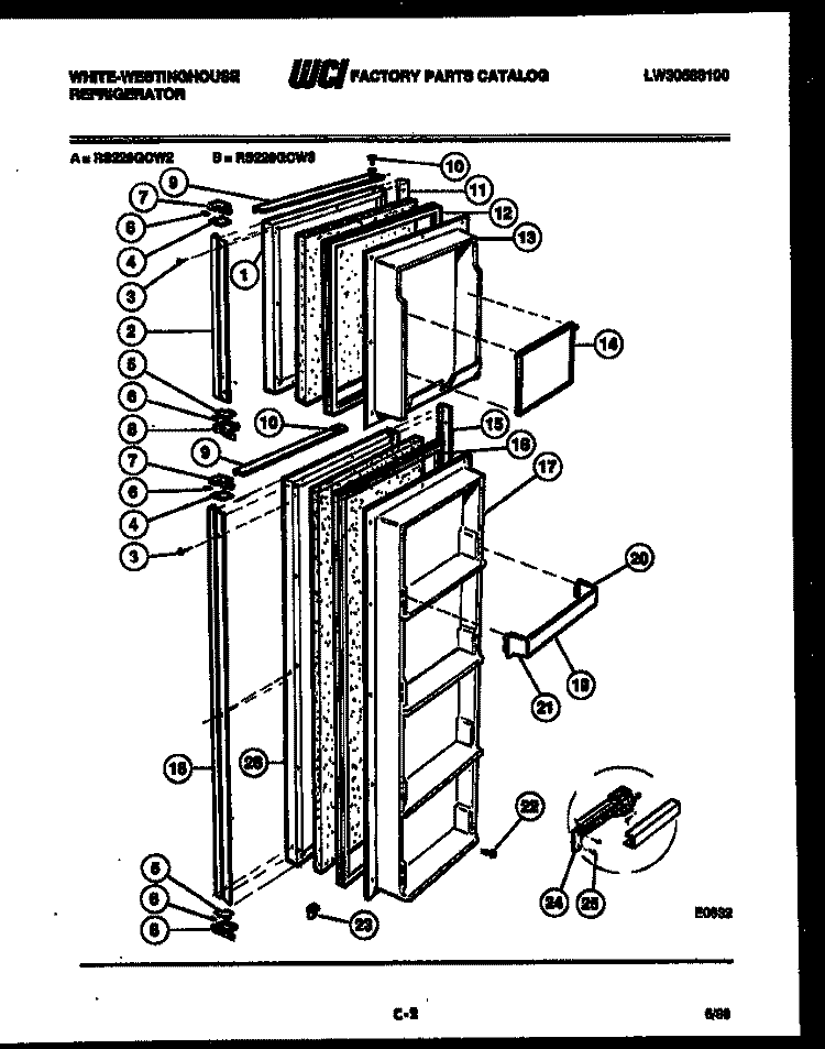 DOOR PARTS Diagram and Parts List for RT140LLD0  Frigidaire Refrigerator