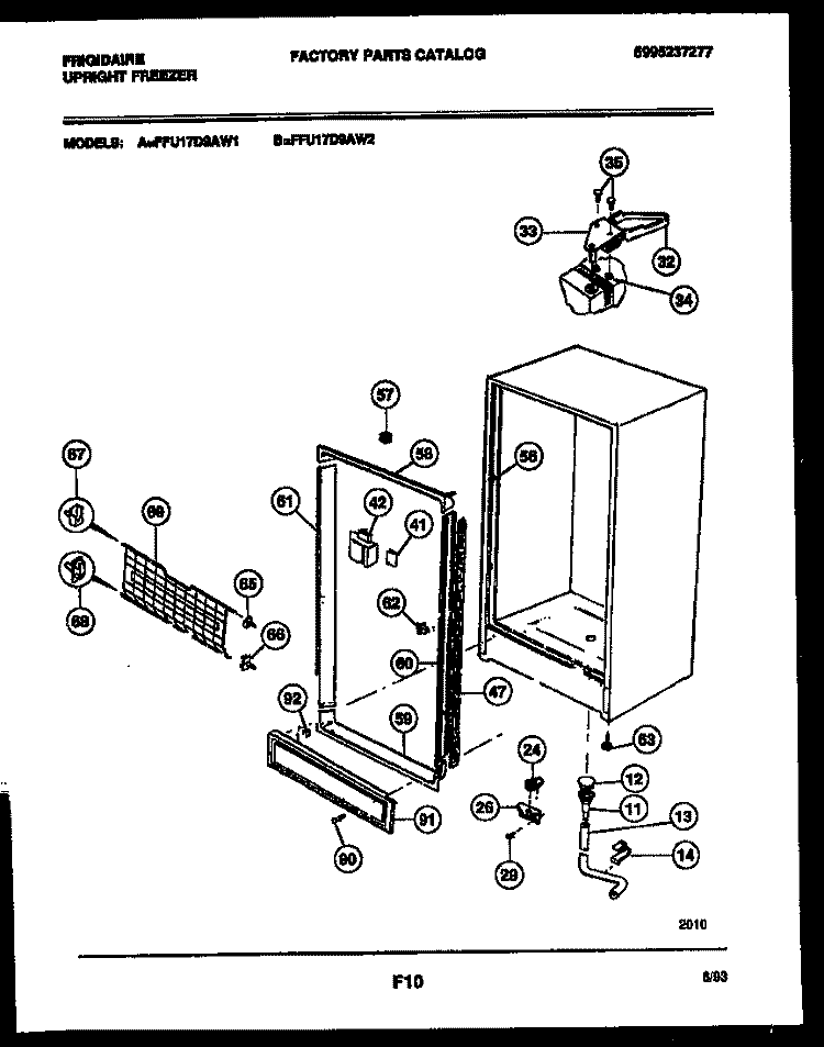 CABINET PARTS Diagram and Parts List for FFU17D9AW2  Frigidaire Freezer