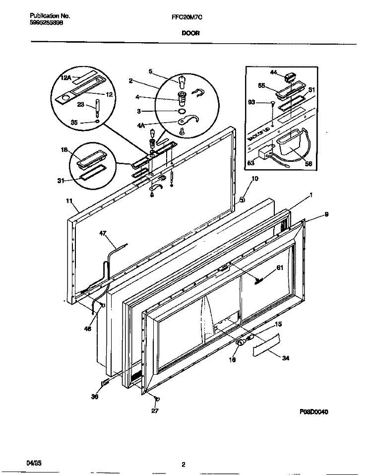 DOOR Diagram and Parts List for FFC20M7CW0  Frigidaire Freezer