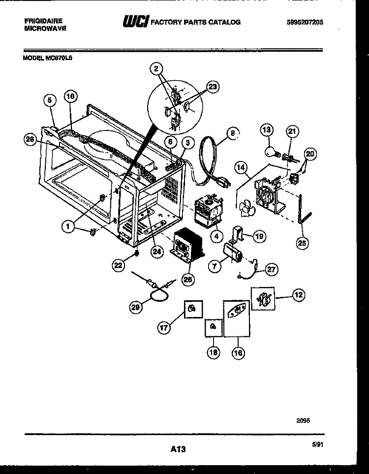 FUNCTIONAL PARTS Diagram and Parts List for MC870L6  Frigidaire Microwave