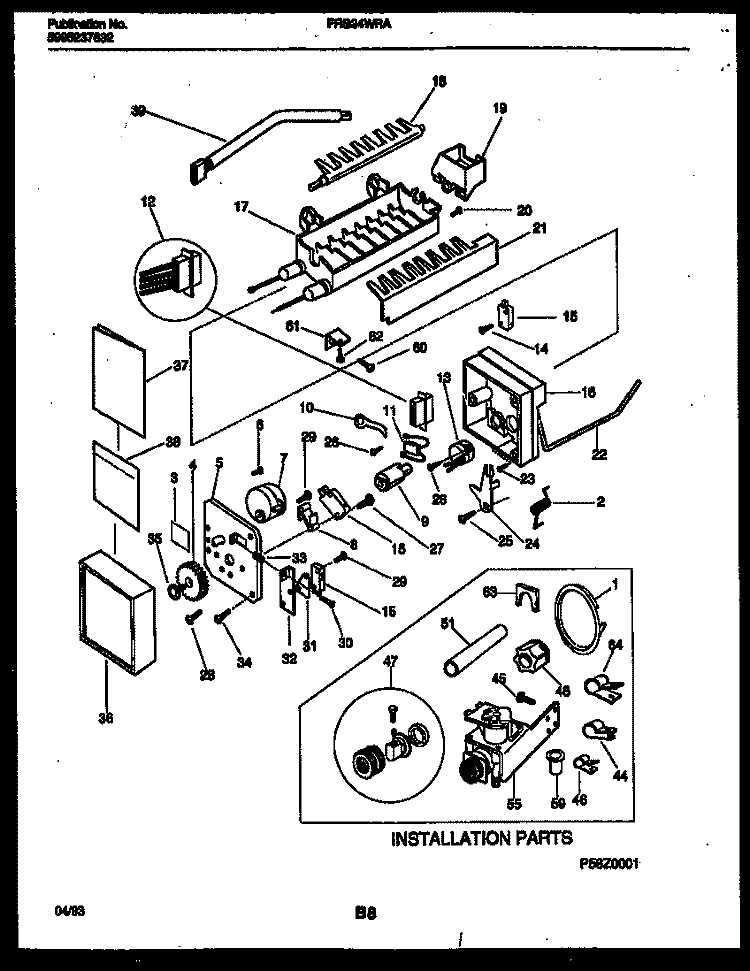 ICE MAKER AND INSTALLATION PARTS Diagram and Parts List for FRS24WRAD2  Frigidaire Refrigerator