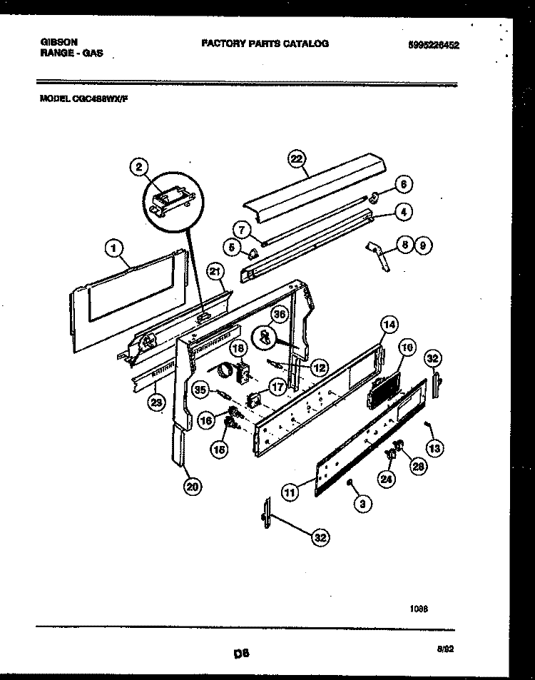 BACKGUARD Diagram and Parts List for CGC4S8WXF  Gibson Range