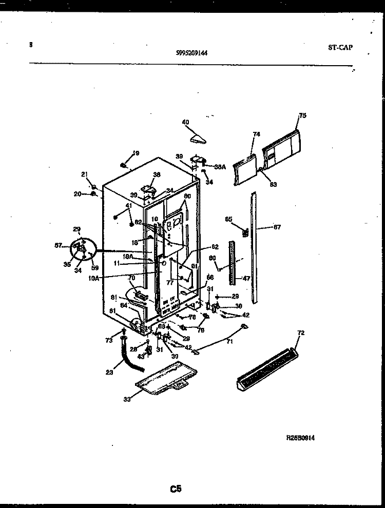 CABINET PARTS Diagram and Parts List for RS22F8DX1B  Gibson Refrigerator