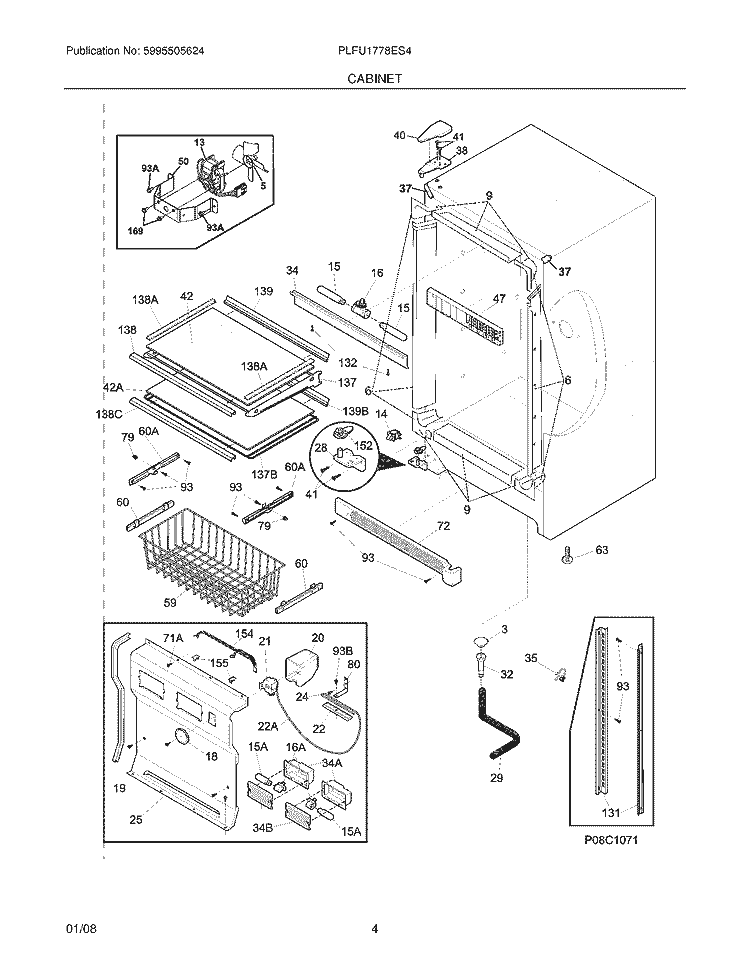 CABINET Diagram and Parts List for PLFU1778ES4  Frigidaire Freezer