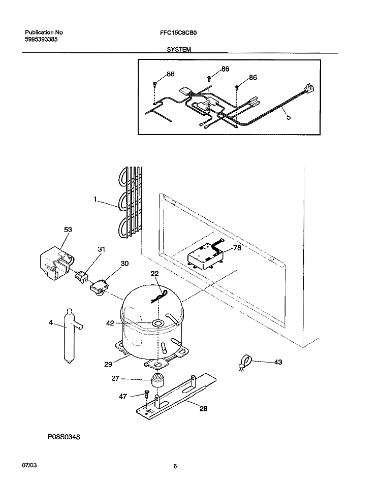 SYSTEM Diagram and Parts List for FFC15C8CB0  Frigidaire Freezer