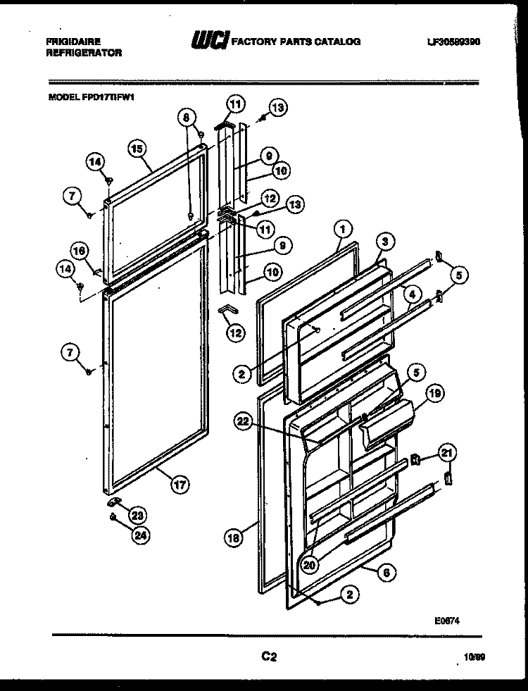 DOOR PARTS Diagram and Parts List for FPD17TIFA1  Frigidaire Refrigerator