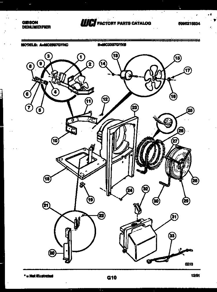 AIR, WATER AND CONDENSING PARTS Diagram and Parts List for MC25S7GYNC  Gibson Dehumidifier