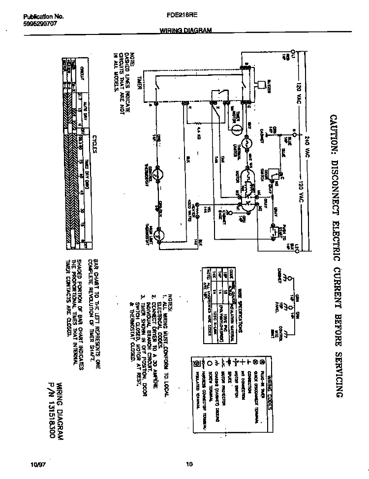 WIRING DIAGRAM Diagram and Parts List for FDE216RES1  Frigidaire Dryer