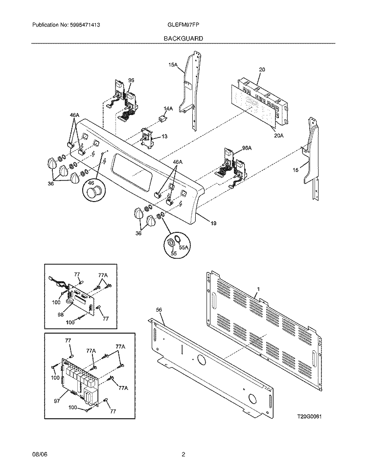 BACKGUARD Diagram and Parts List for GLEFM97FPWB  Frigidaire Range
