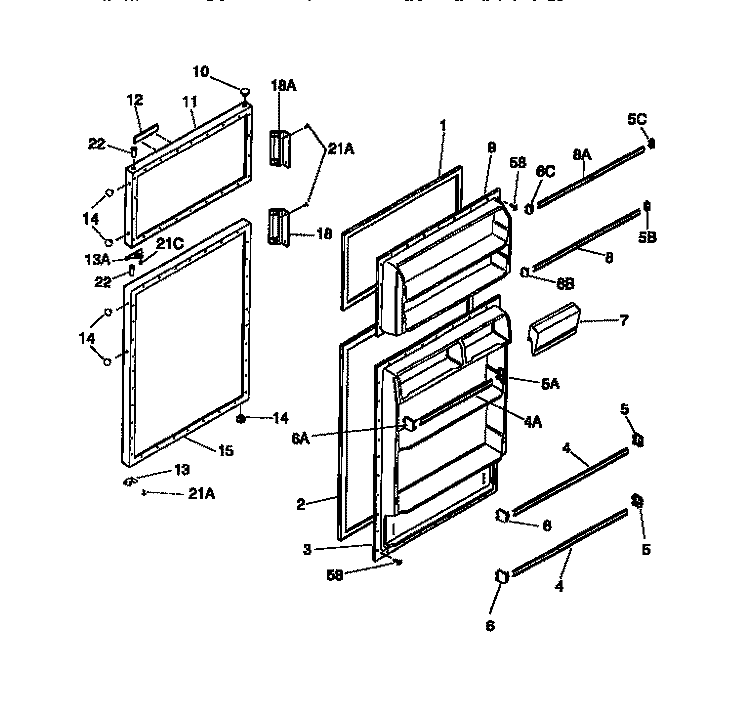 DOOR Diagram and Parts List for PRT154MCD5  Frigidaire Refrigerator