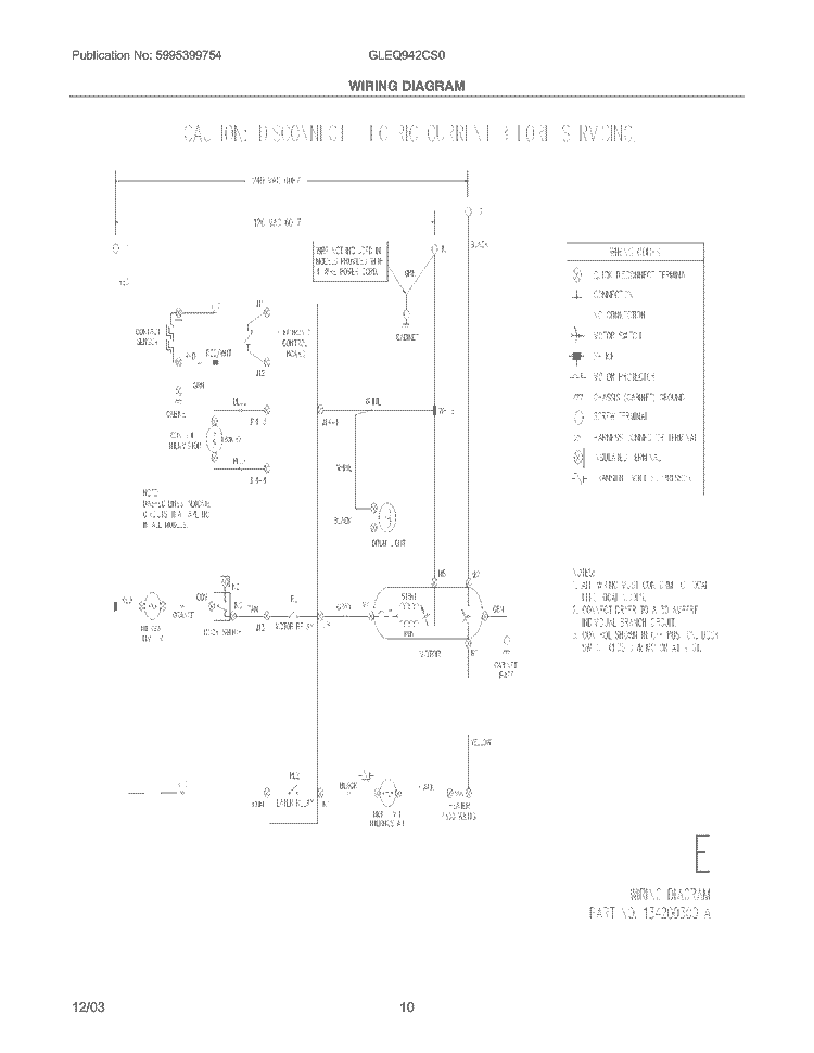 WIRING DIAGRAM Diagram and Parts List for GLEQ942CS0  Frigidaire Dryer