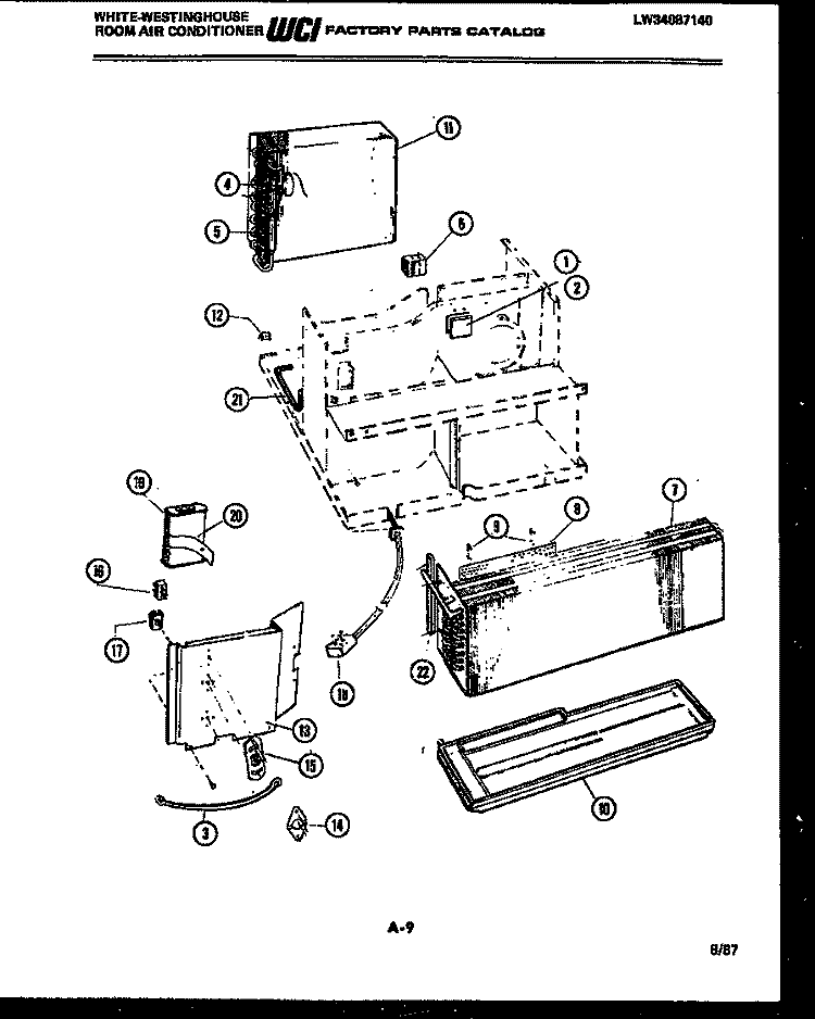 ELECTRICAL PARTS Diagram and Parts List for AL099K1A1  Frigidaire Air Conditioner