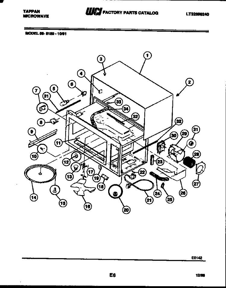 BASIC BODY PARTS Diagram and Parts List for 56-9189-10-01  Tappan Microwave