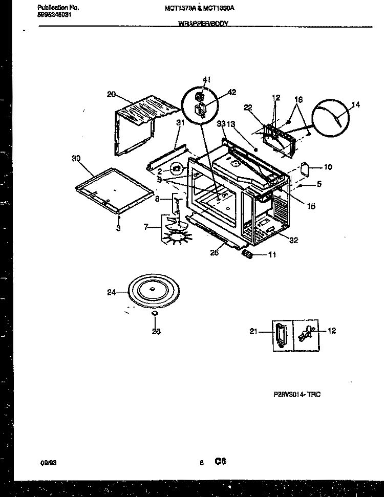 WRAPPER AND BODY PARTS Diagram and Parts List for MCT1370A1  Frigidaire Microwave
