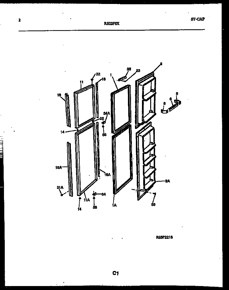 FREEZER DOOR PARTS Diagram and Parts List for RS22F8DX1C  Gibson Refrigerator