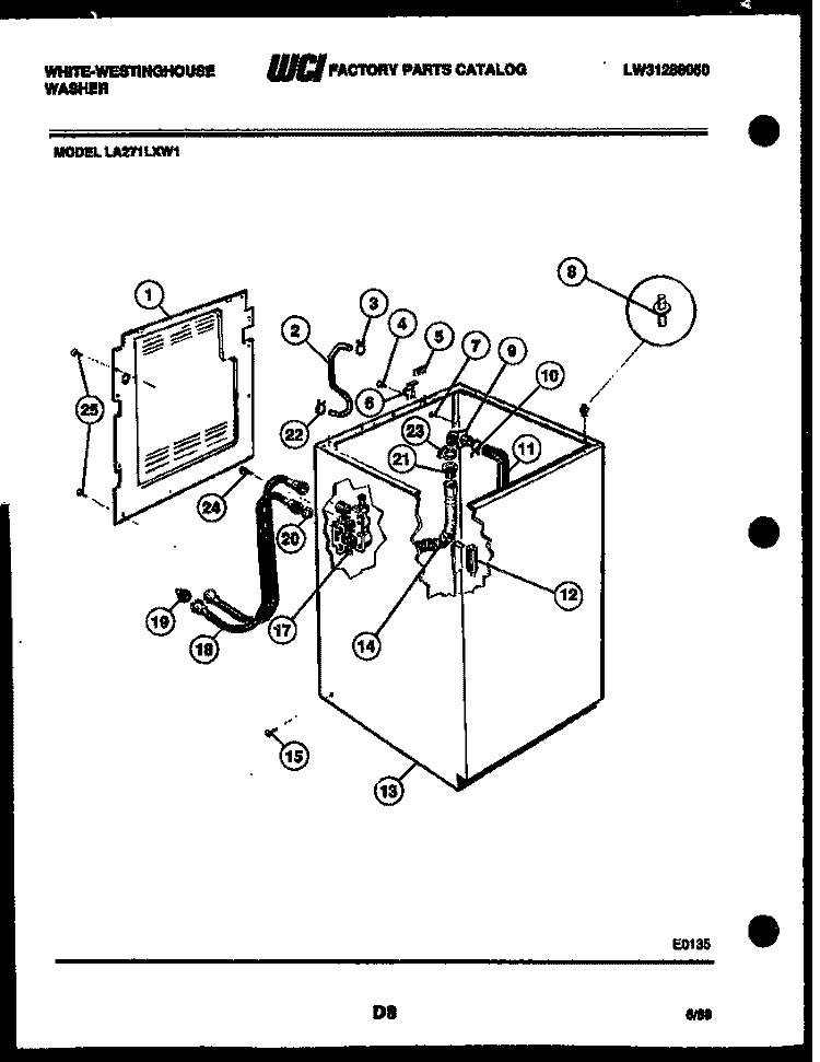 TUB DETAIL Diagram and Parts List for LA800JXH5  Frigidaire Washer