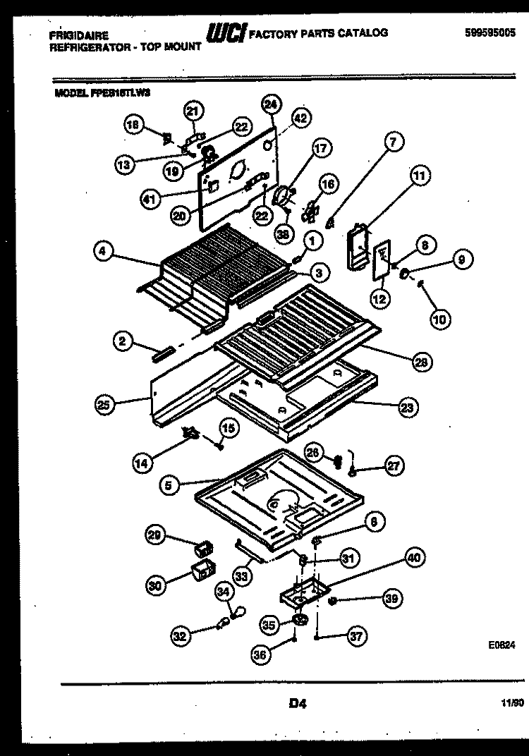 SHELVES AND SUPPORTS Diagram and Parts List for FPES18TLF3  Frigidaire Refrigerator
