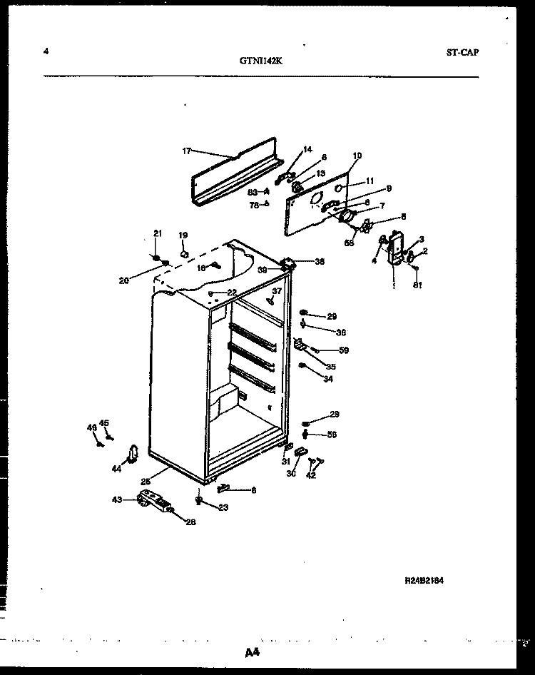 CABINET PARTS Diagram and Parts List for GTNI142HK1  Frigidaire Refrigerator