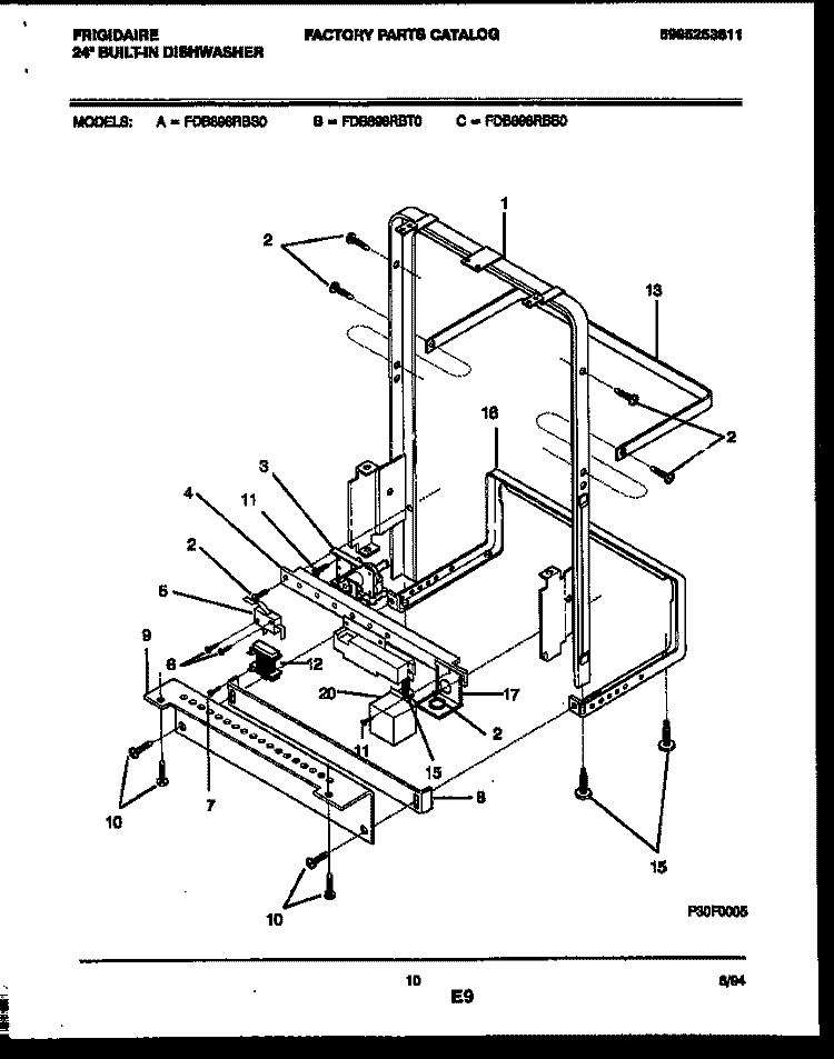POWER DRY AND MOTOR PARTS Diagram and Parts List for FDB898RBB0  Frigidaire Dishwasher
