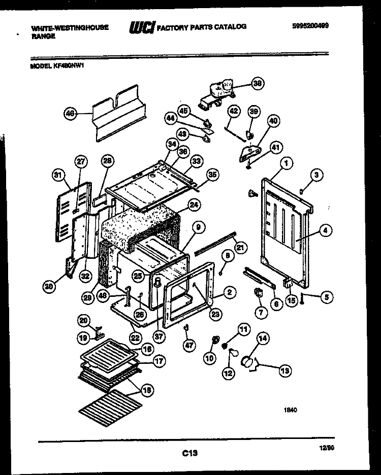 BODY PARTS Diagram and Parts List for KF480NW1  Frigidaire Range