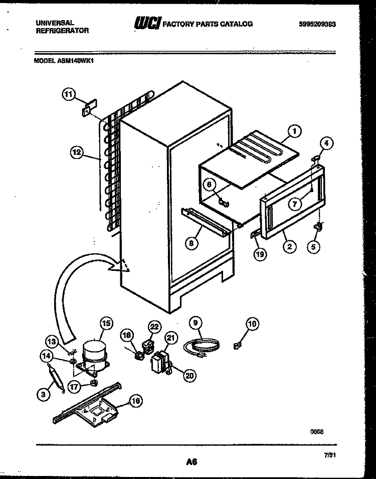 SYSTEM AND AUTOMATIC DEFROST PARTS Diagram and Parts List for ASM140WKJ1  Uni Refrigerator