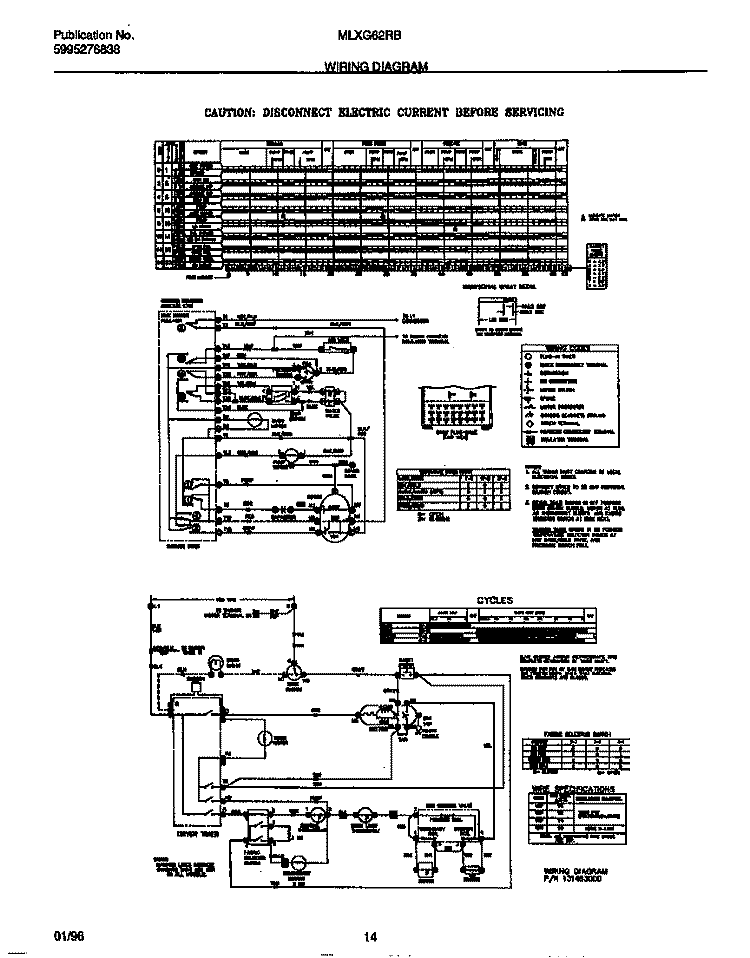 WIRING DIAGRAM Diagram and Parts List for MLXG62RBD3  Frigidaire Washer Dryer Combo