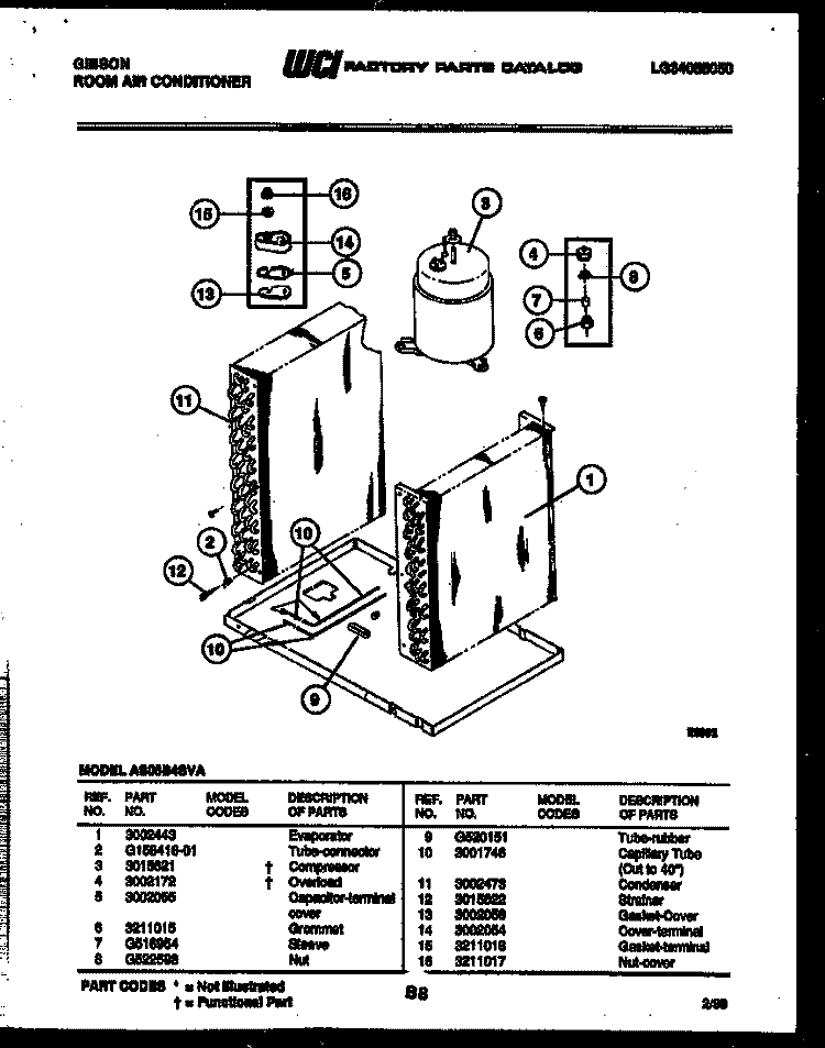 SYSTEM PARTS Diagram and Parts List for AS08B4SVA  Gibson Air Conditioner