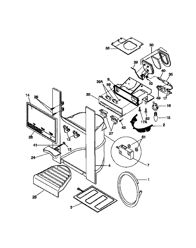 ICE & WATER DISPENSER Diagram and Parts List for F45WR22CD1  Frigidaire Refrigerator